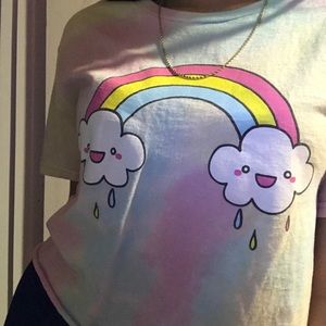 Pastel crop top with rainbow 🌈